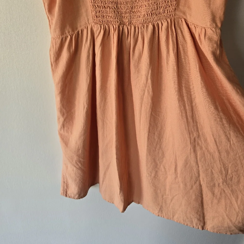 NEW Aerie Linen Blend Button Down Smocked Back Sun Dress Size Medium
